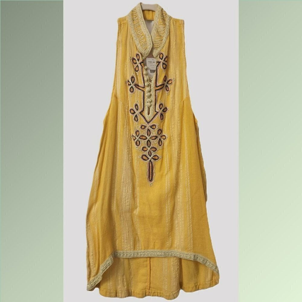 NWT Free People Tunic Top Embroidered New Romantics Yellow Large - Picture 3 of 8